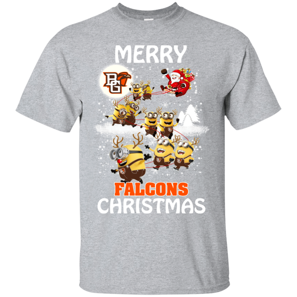 Check out this awesome Bowling Green Falcons Ugly Christmas Sweaters Minions Santa Claus Merry Christmas Ultra Cotton T-Shirt