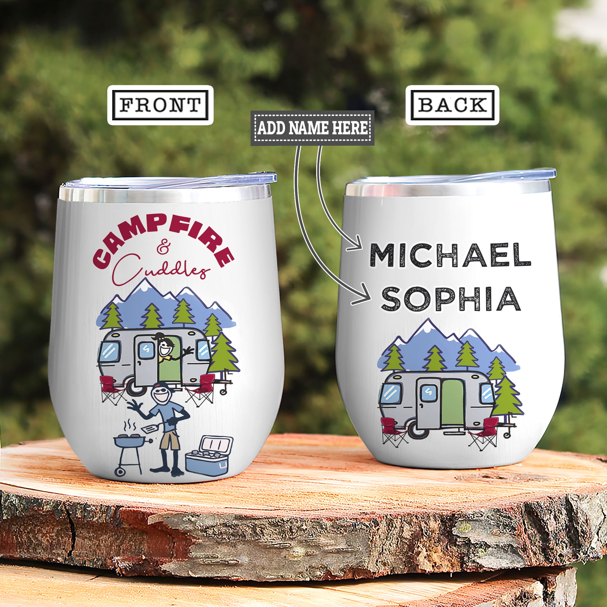 Campfire And Cuddles Camping Couple Dngb2707005Z Wine Tumbler