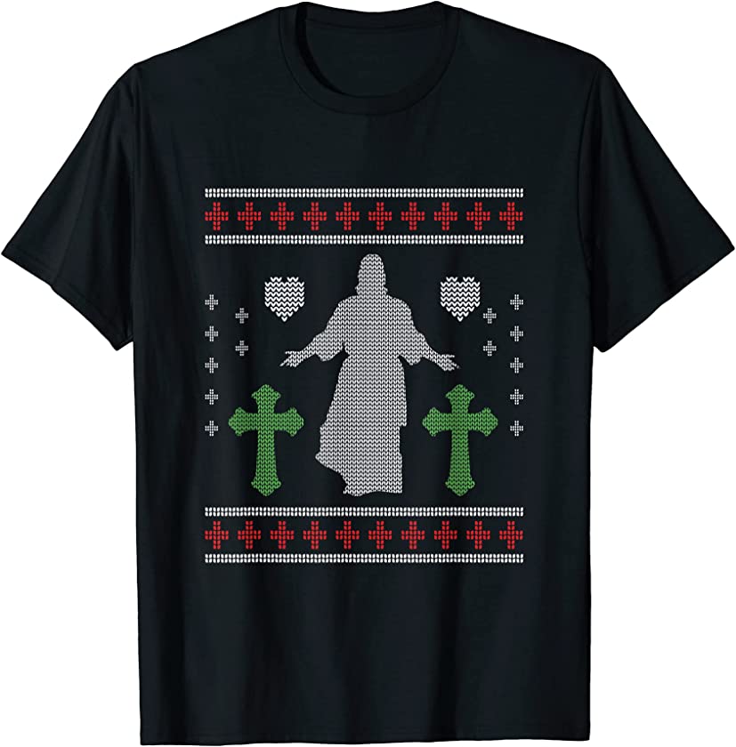 Ugly Christmas Jesus Christ Santa Claus New Year Church God T-Shirt