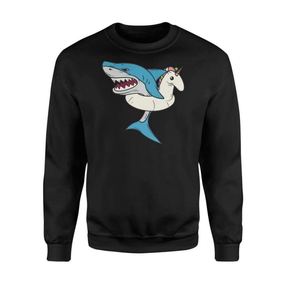 Shark In Floating Unicorn – Little Animals Buffs Art Gift – Standard Fleece Sweatshirt