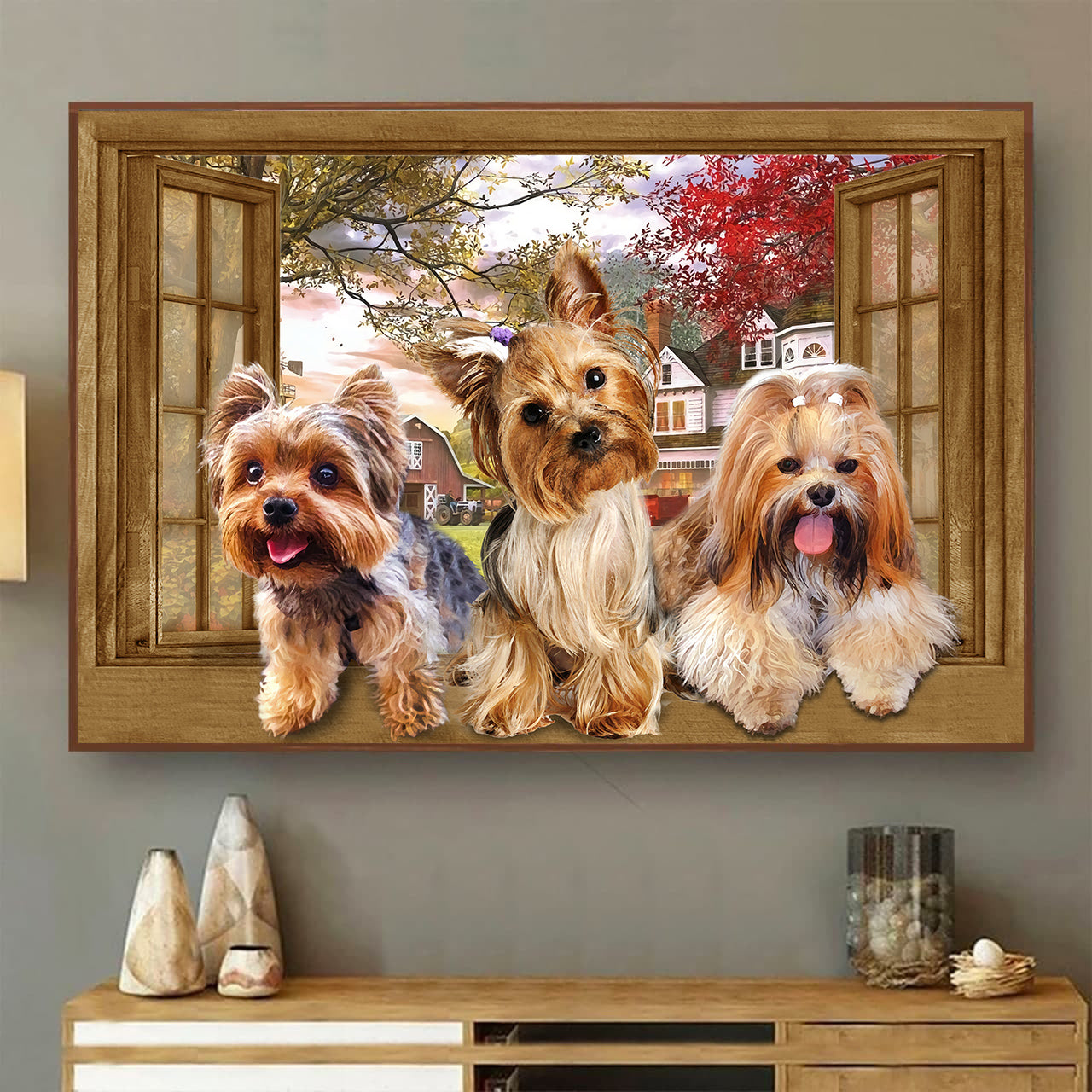 Yorkshire 3D Wall Art Painting Art Home Decor Living Decor Gift For Dogs Lover