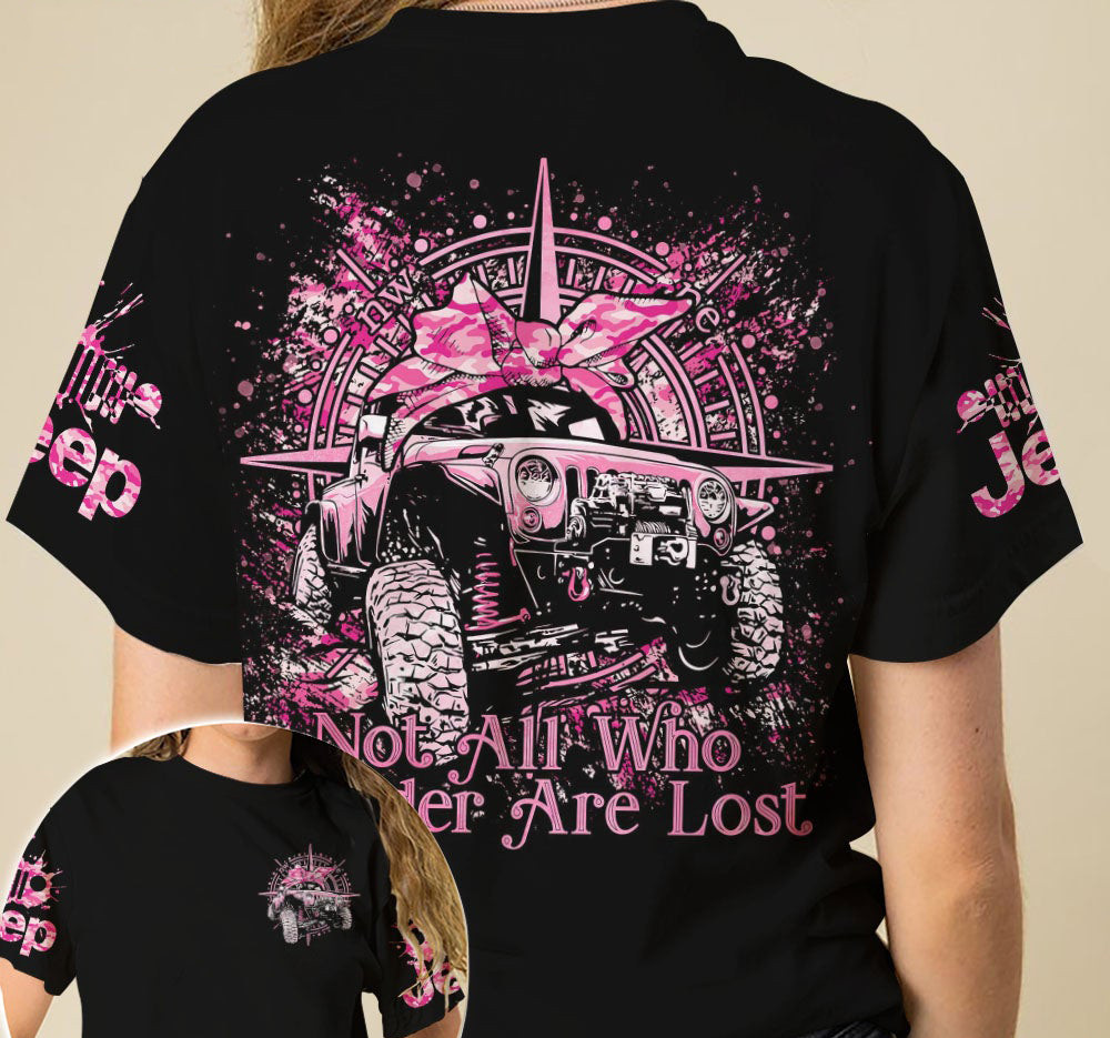 Pink Jp Girl Not All Who Wander Are Lost Black Unisex T-Shirt 3D