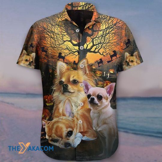 Happy Halloween Pumpkin With Chihuahua Family The Best Gift For Dog Lovers Hawaiian Shirt Ha54307