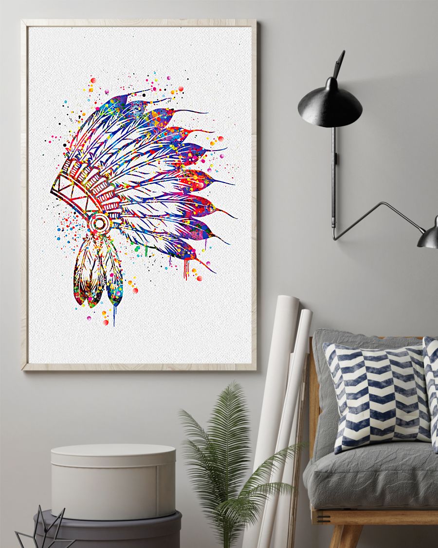 Native American Colorful Headdress Art Vertical Canvas And Poster | Wall Decor Visual Art