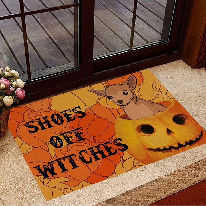 Chihuahua Shoes Off Witches Halloween Doormat | Best Outdoor Halloween Decoration