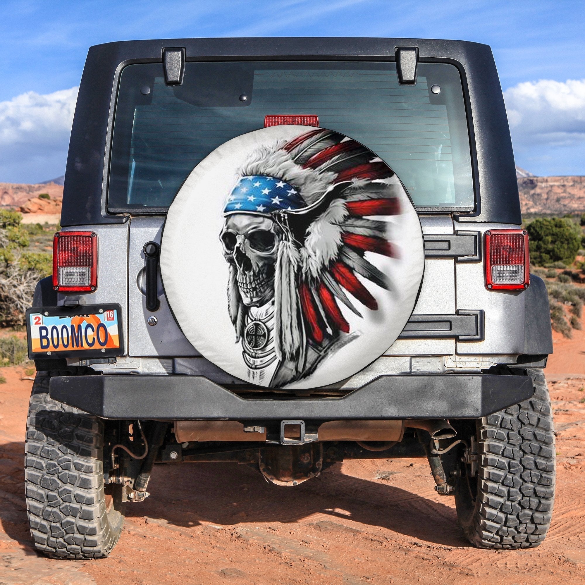 Jeep Native American Skull Spare Tire Cover No.1 Lt6