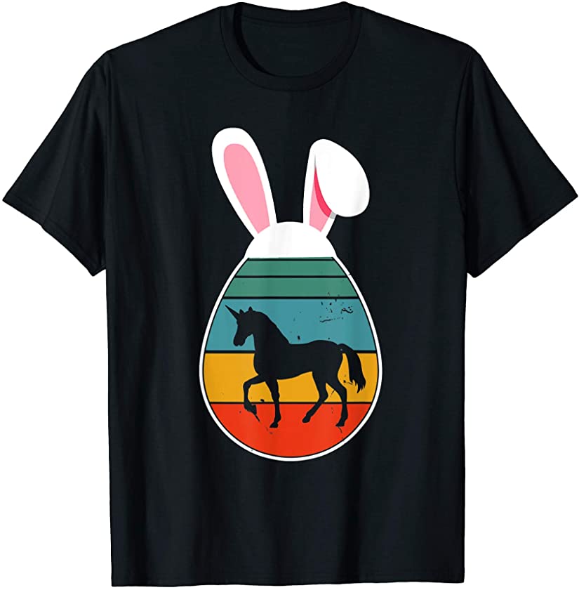 Vintage Retro Unicorn In Easter Egg Bunny Unicorn Lover T-Shirt