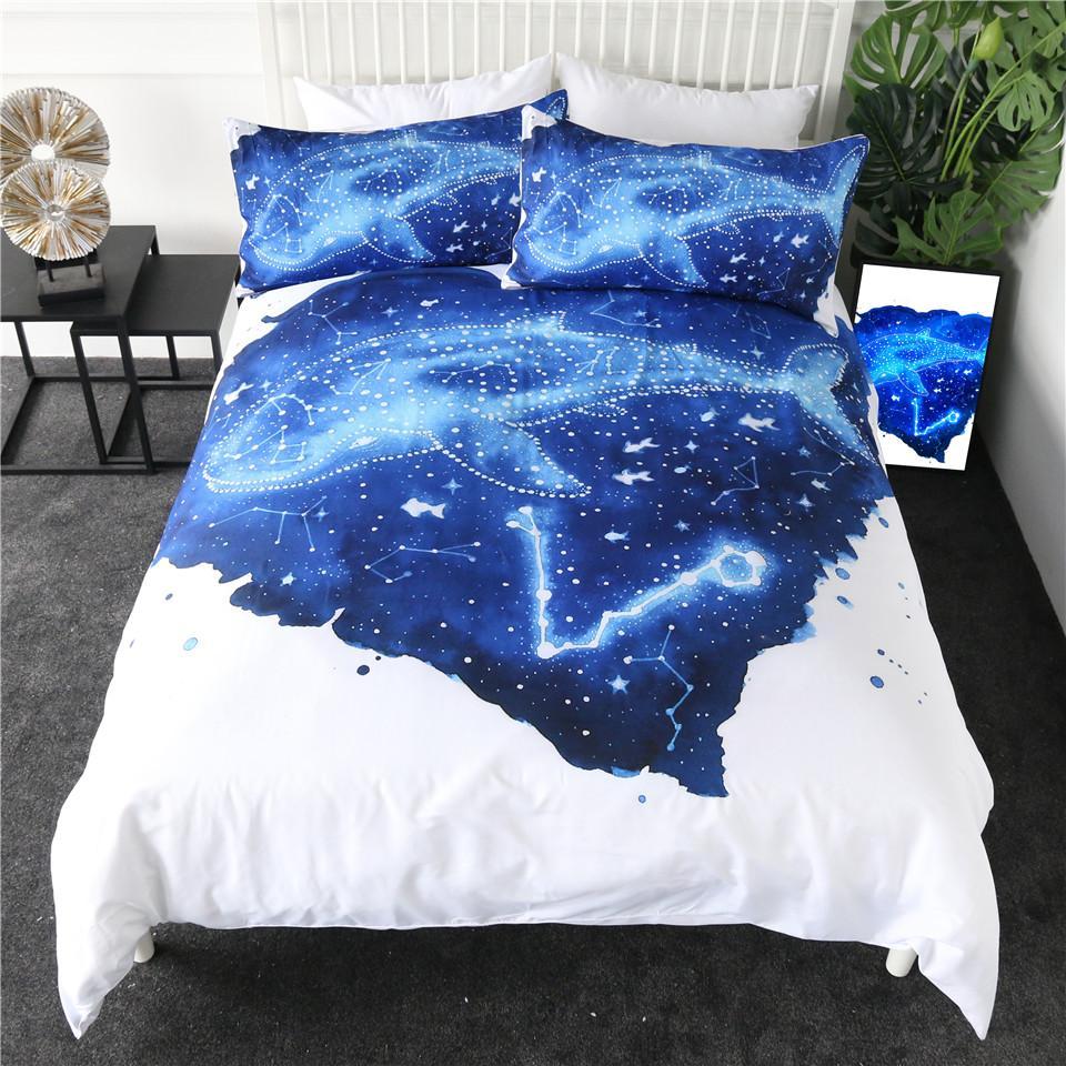 Whale Star Zodiac 3 Pieces Quilted Comforter Set