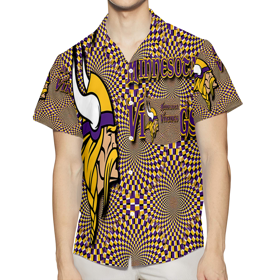 Minnesota Vikings Emblem V5 3D All Over Print Summer Beach Hawaiian Shirt With Pocket