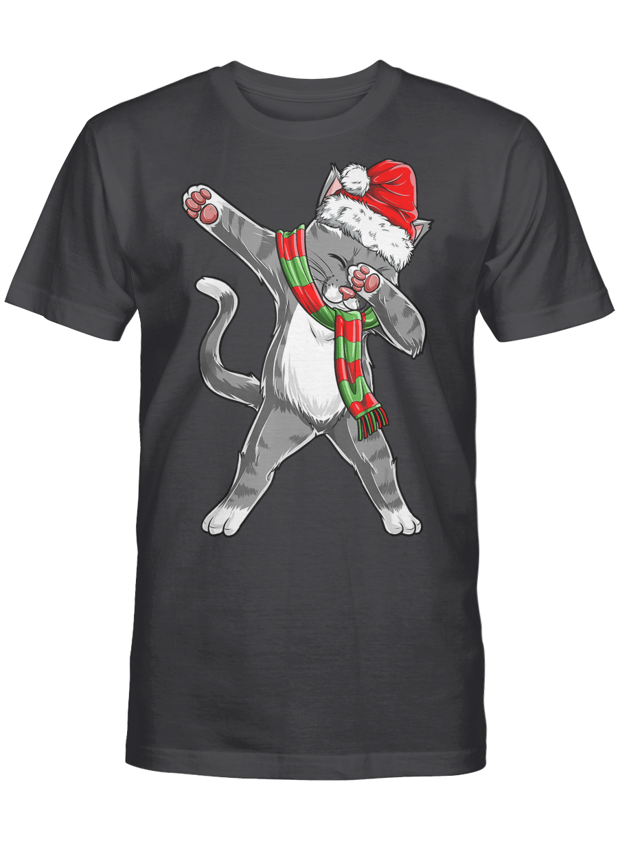 AmazeStyleZ Santa’s Reindeer, Ugly Christmas Sweater, Christmas Gift Ideas, Dabbing Cat Santa Christmas Gift Kids Boys Girls Catmas Xmas T-Shirt