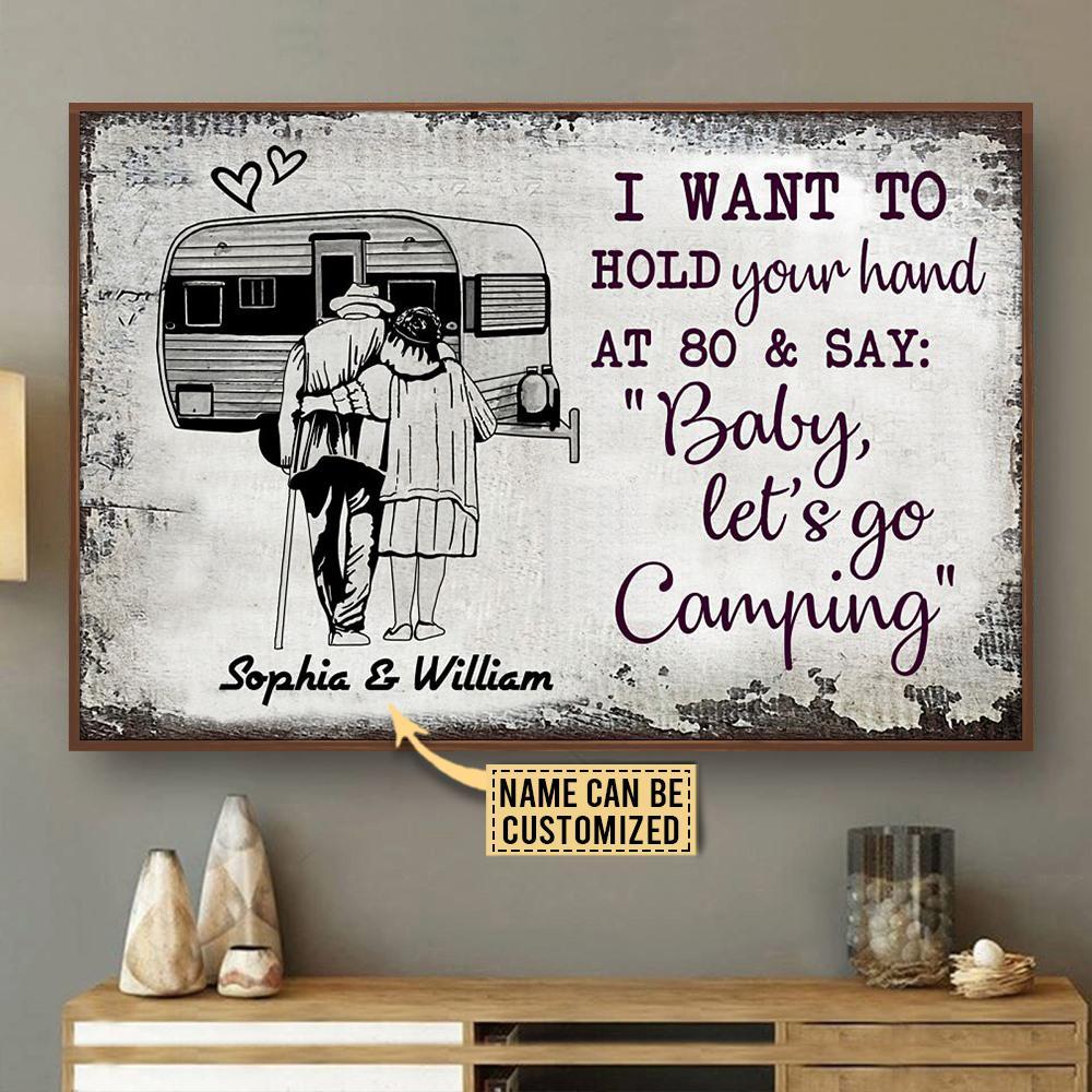 Aeticon Gifts Personalized Camping Sketch Hold Your Hand Canvas Mom Dad Gift Home Decor