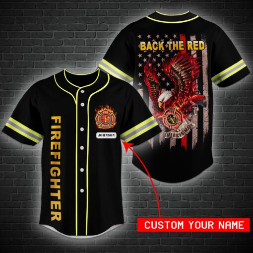 Personalized Back The Red Baseball Shirt For Firefighters