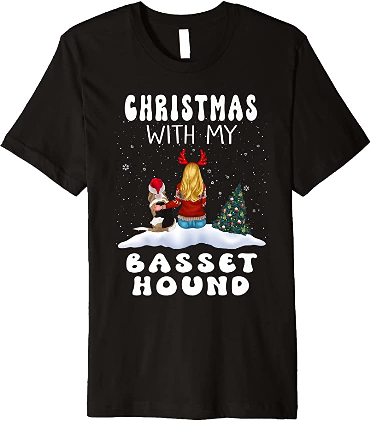 Christmas With My Basset Hound Dog Puppy Funny Xmas Premium T-Shirt