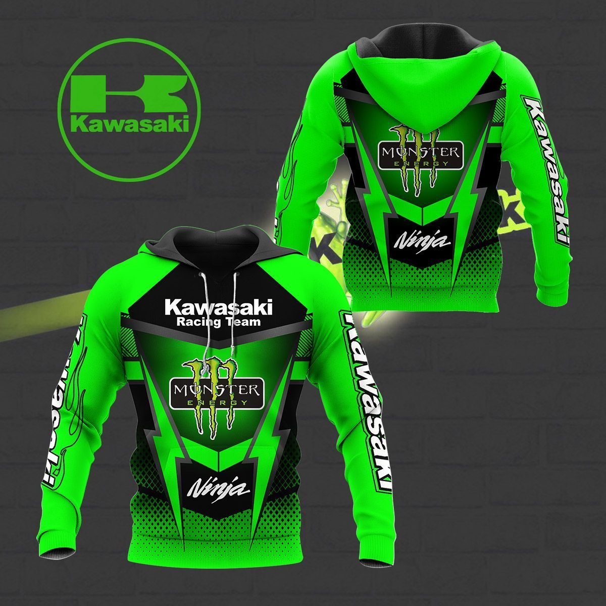 3D All Over Printed Kawasaki Racing TIN -HL Shirts Ver1 (Green)