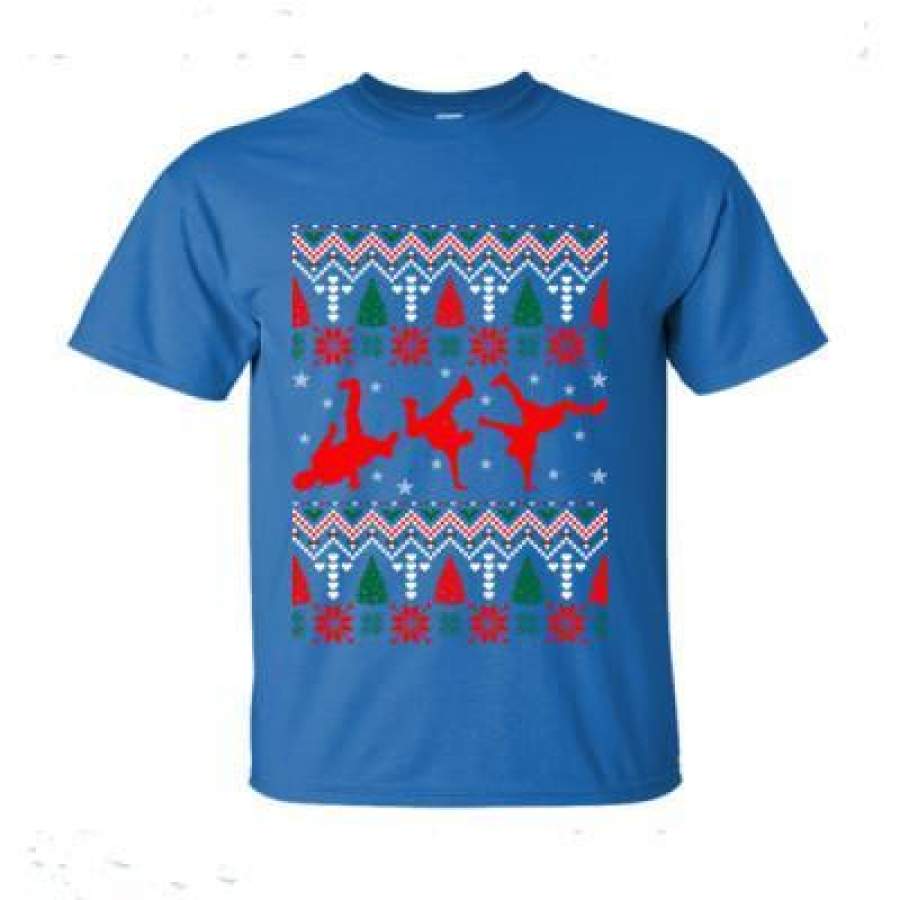 AGR Dancing Break Dance Ugly Christmas Sweater Xmas – Ladies’ V-Neck T-Shirt – Ultra-Cotton T-Shirt