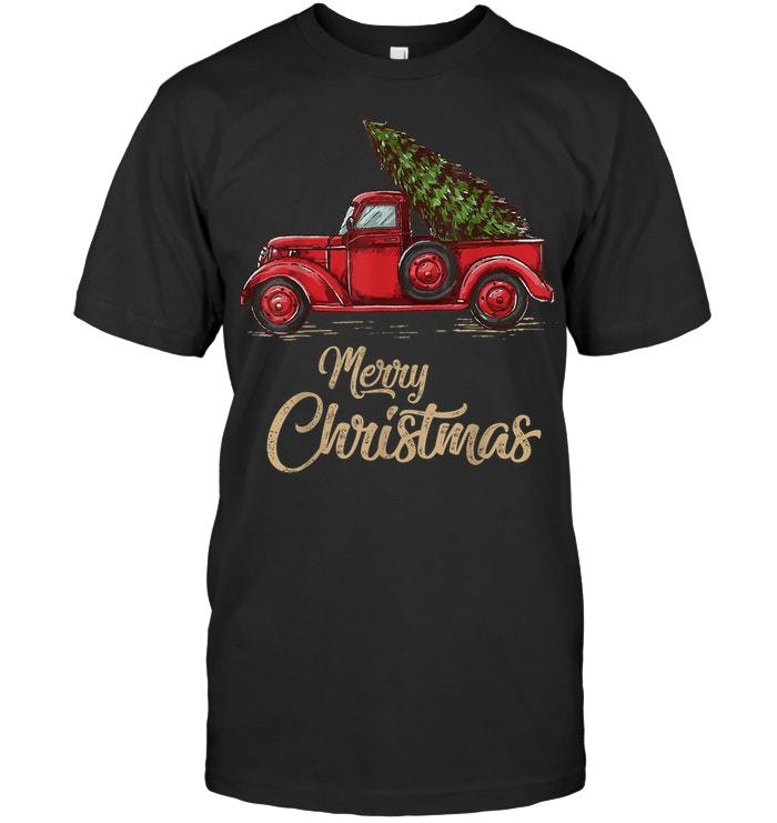 Vintage Red Truck With Merry Christmas Tree Gift For Christmas Standard/Premium T-Shirt