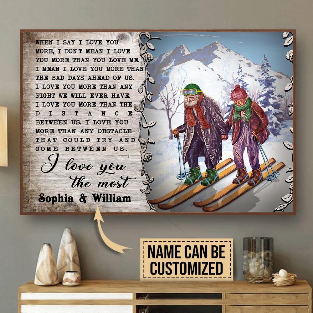 Aeticon Gifts Personalized Skiing Old Couple I Love You The Most Canvas Mom Dad Gift Home Decor