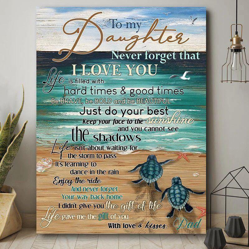 With Love & Kisses Dad Wall Art, Home Decor, Gift For Dad From Daughter – Canvas Print, Matte Canvas