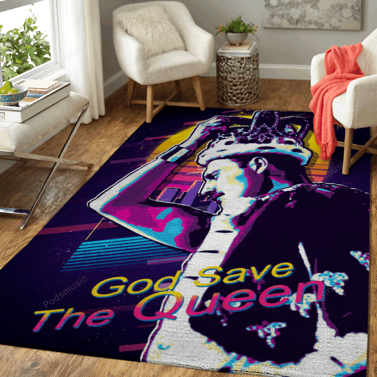 God Save The Queen – Artwork Music Synthwave 80S Art For Fans Area Rug Carpet