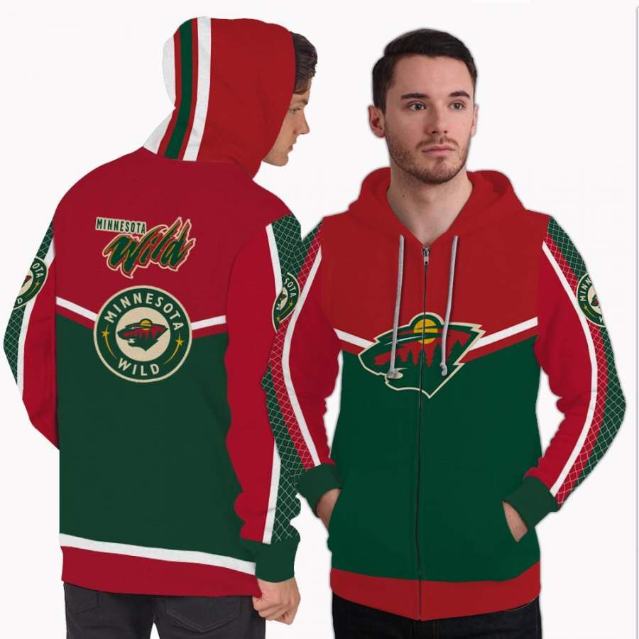 Colorful Gorgeous Fitting Minnesota Wild Zip Hoodie