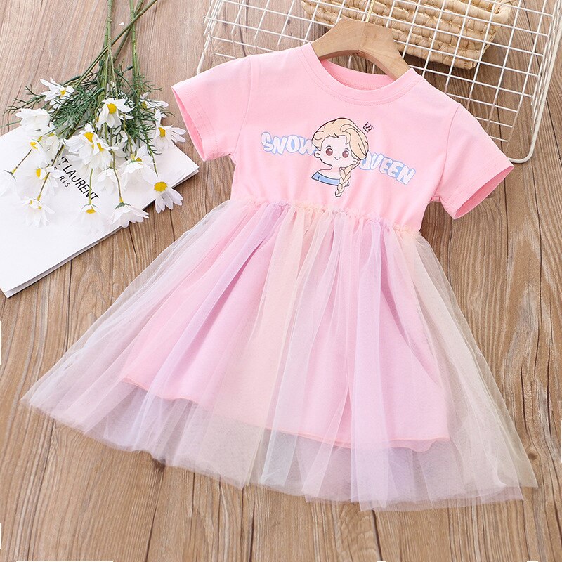 Summer Baby Girls Clothes Elsa Princess Birthday Dresses Pretty Korean Vestidos Fashion Little Children Costume Party Outfits alx