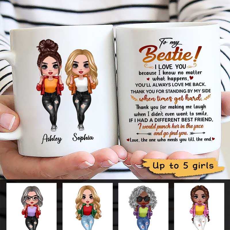 Cool Doll Girls Gift For Besties Sisters By Heart Personalized Mug