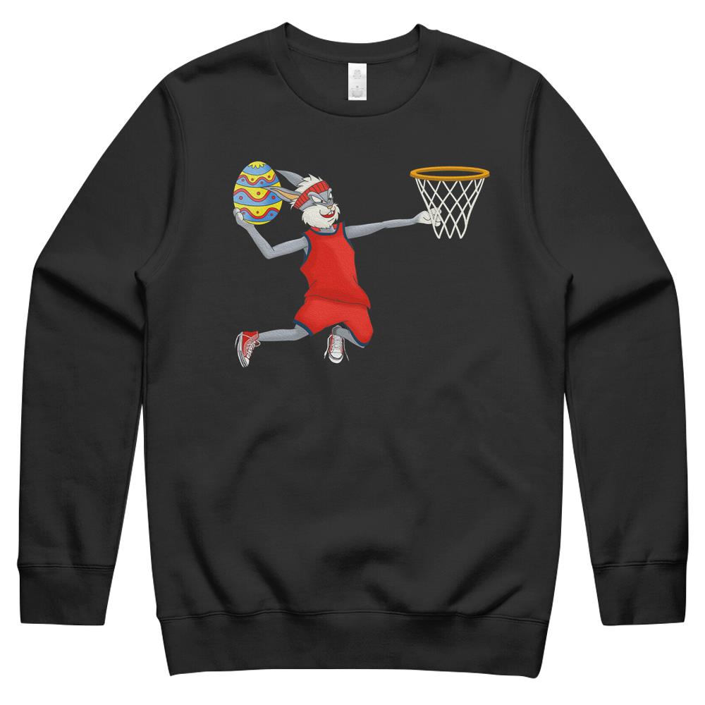 Bunny Basketball Player Happy Easter Kids Crewneck Sweatshirt