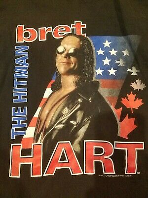 Bret Hitman Hart Vintage T Wwf Wwe Wcw Wrestling Canada Tshirt Rare 5774