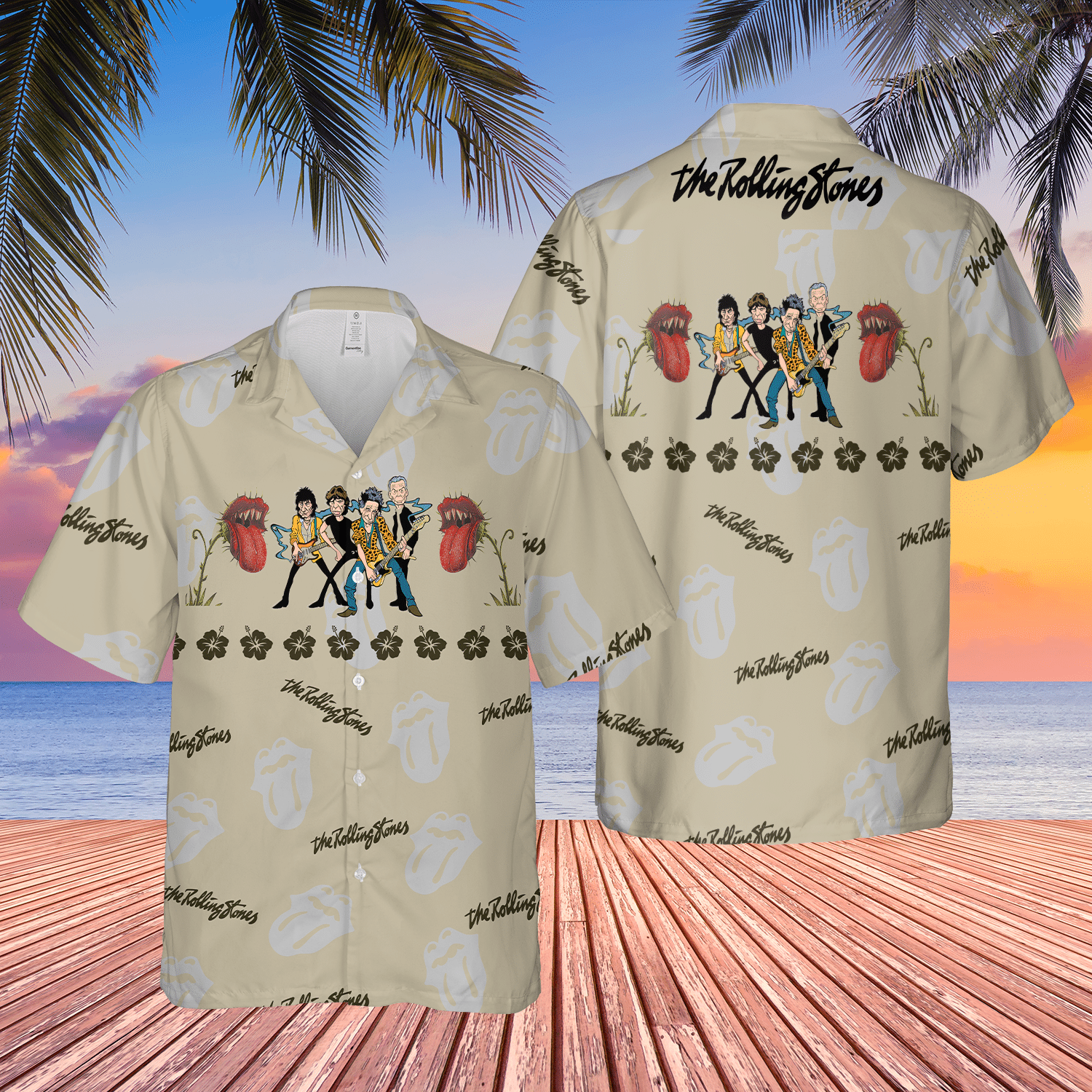 The Rolling Stones Rock ‘N Roll Band Hawaiian Shirt