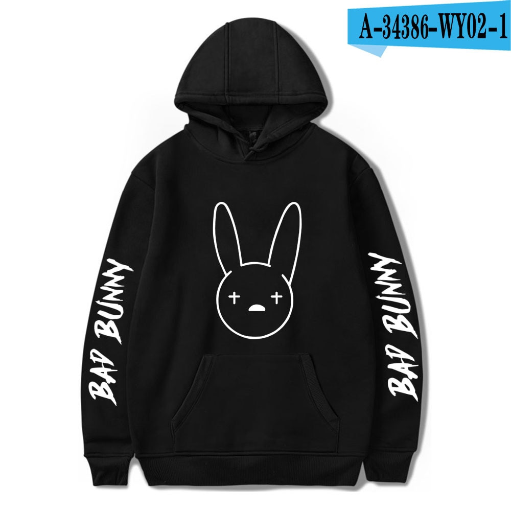 Bad Bunny Merch Bad Bunny 3 Pullover Hooded Sweatshirt