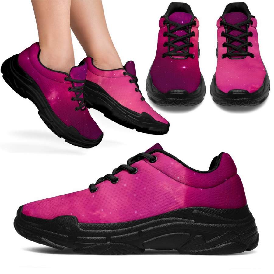 Purple Nebula Cloud Galaxy Space Print Chunky Sneakers