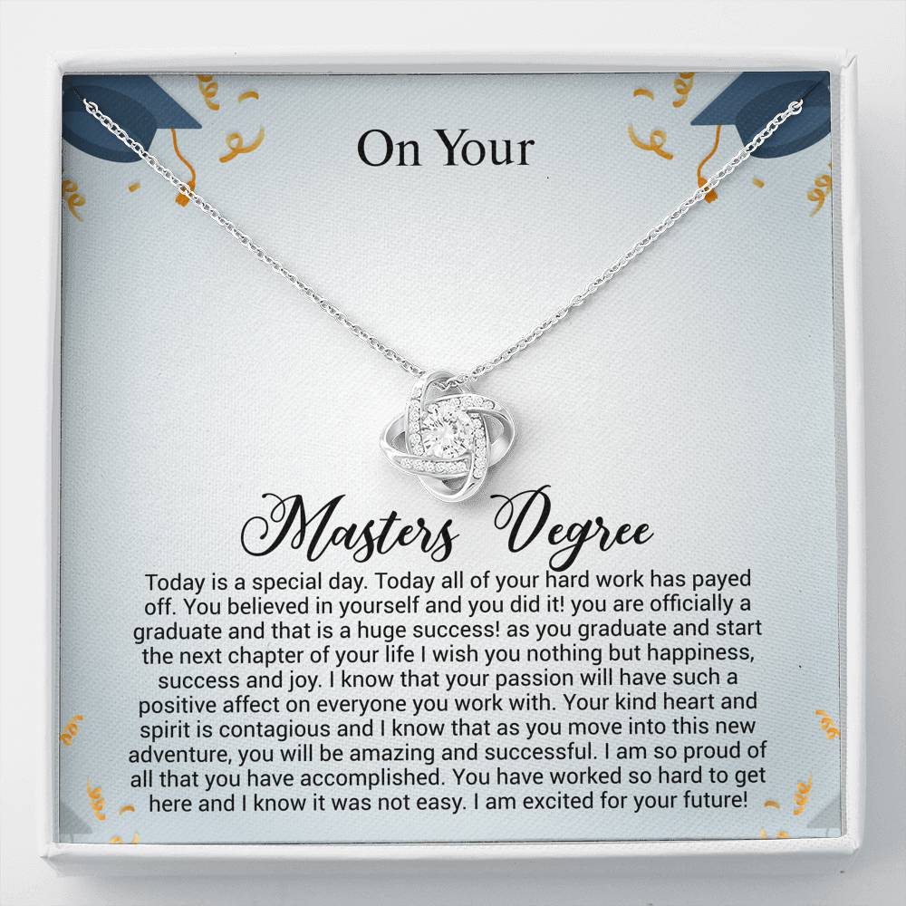 On Your Masters Degree – You Believed In Yourself And You Did It – College, High School, Senior, Master Graduation Gift – Class Of 2022 Love Knot Necklace – Lx036C