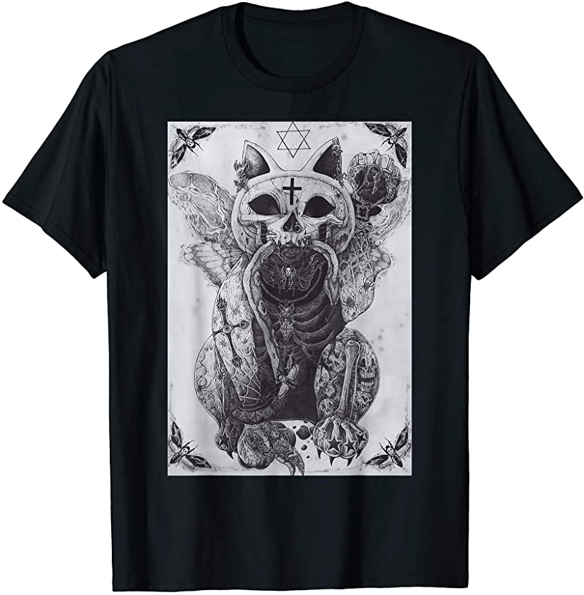 Occult Gothic Aesthetic Horror Dark Art Goth Satanic Cat T-Shirt