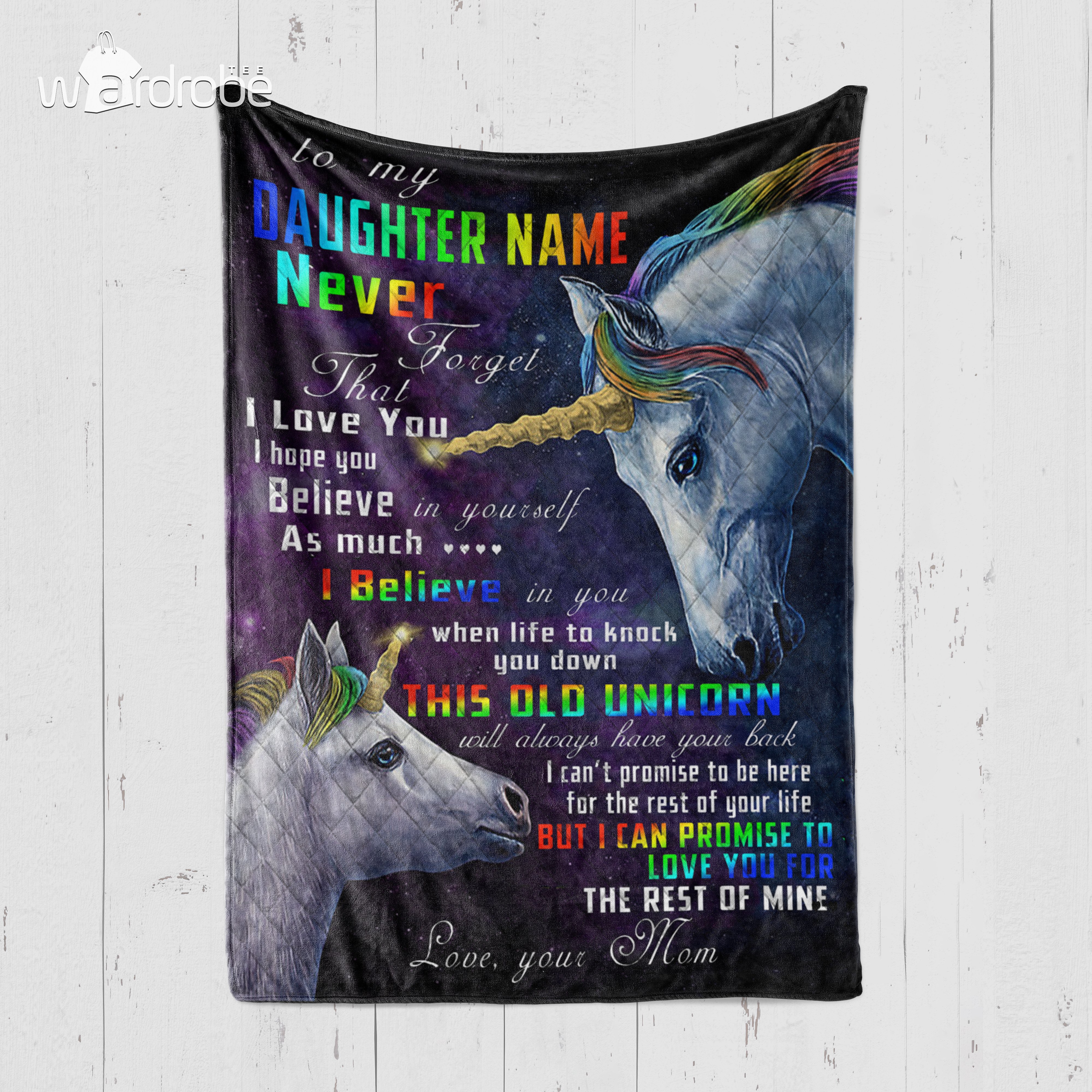 Personalized Gift For Daughter Custom Blanket Unicorn From Mom To My Daughter – Quilt Blanket