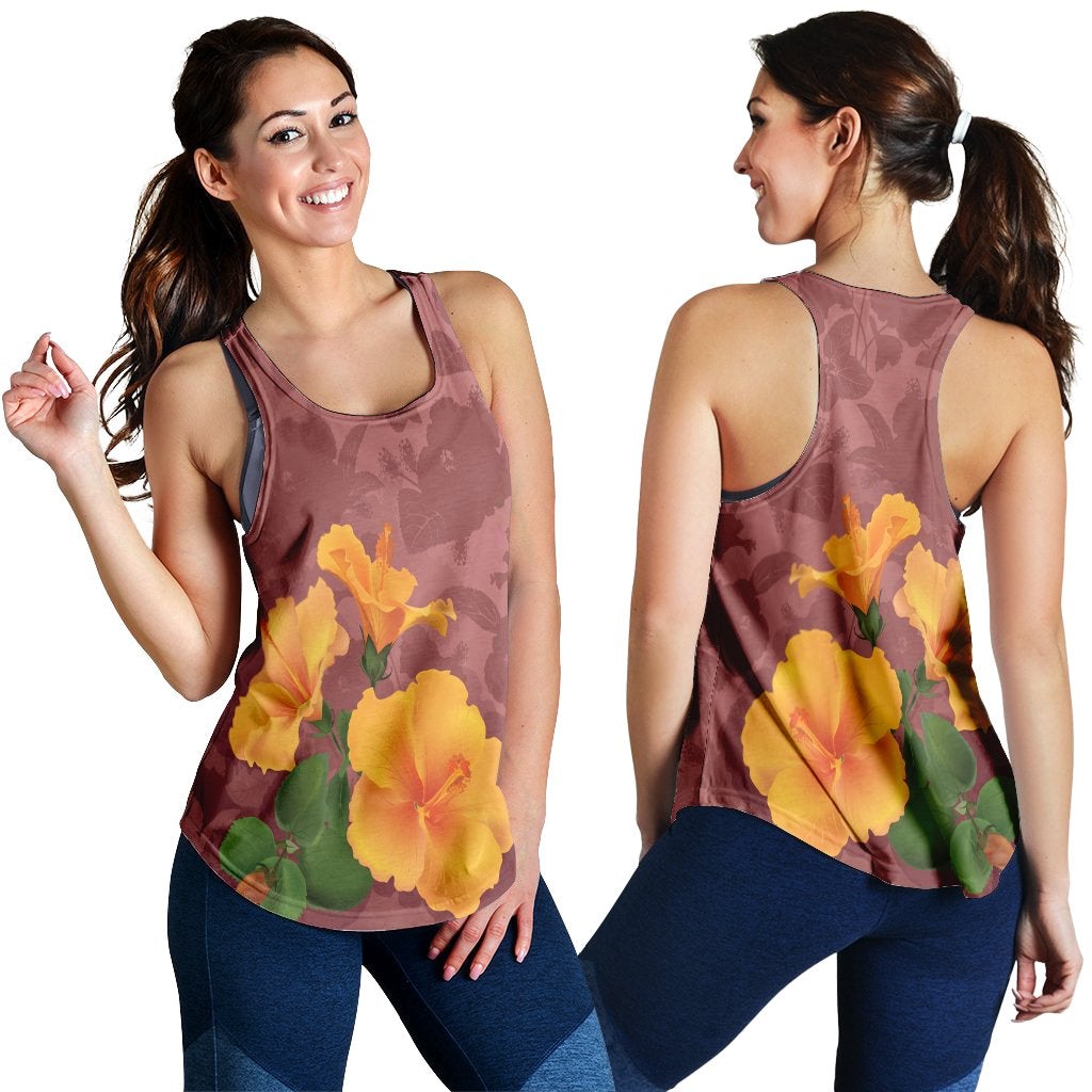 Hawaiian Hibiscus Pink Racerback Tank Ah Ha38052