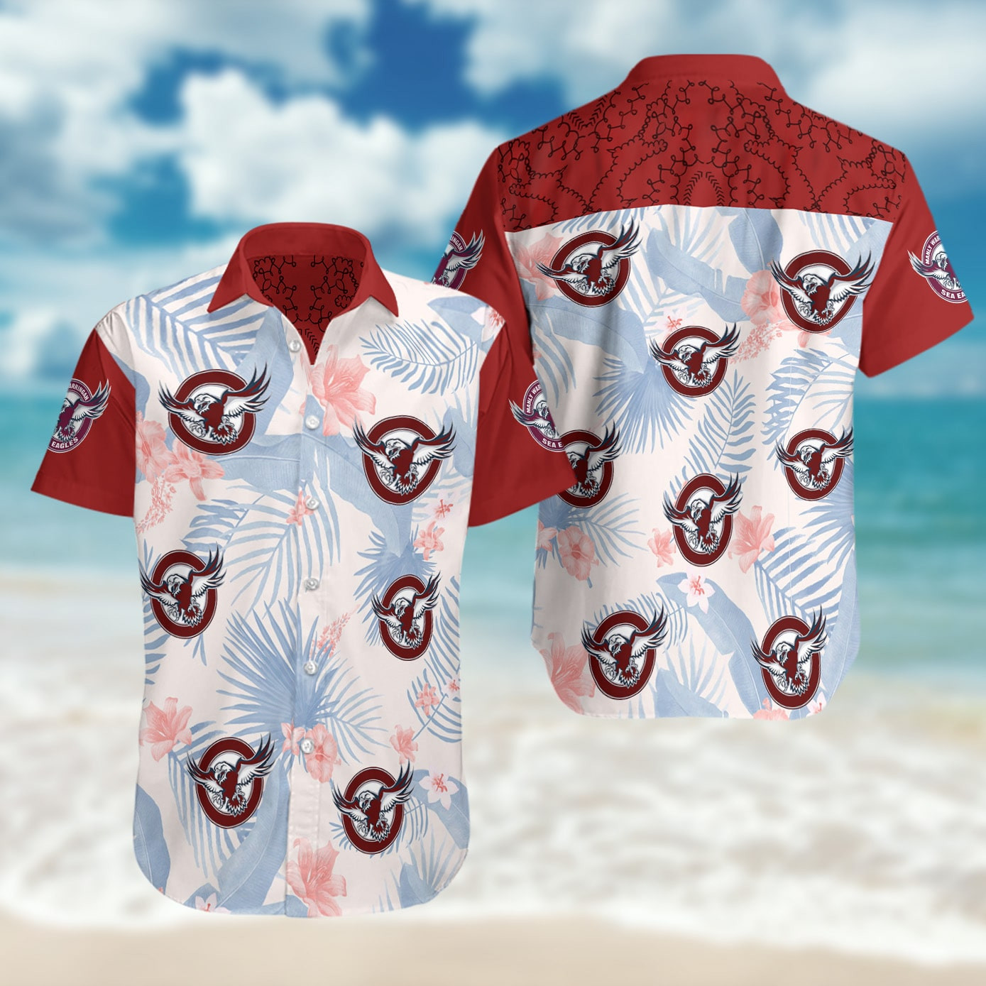 Manly Warringah Sea Eagles All Over Print Summer Short Sleeve Hawaii Beach Ha96659