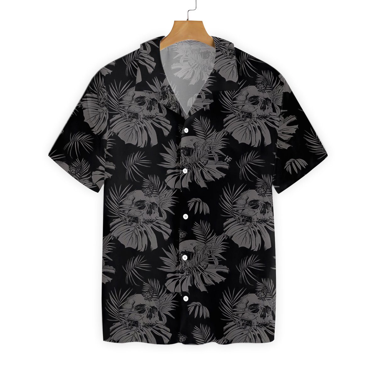 Seamless Gothic Skull With Butterfly Goth Hawaiian Shirt Ha76400