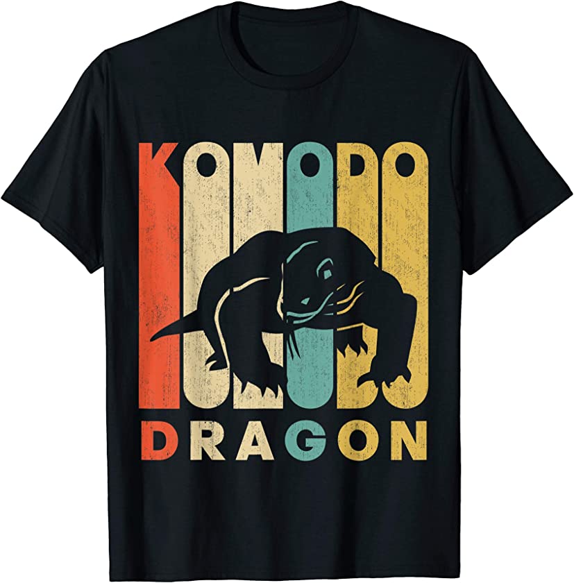 Vintage Retro Style Komodo Dragon Silhouette T-Shirt