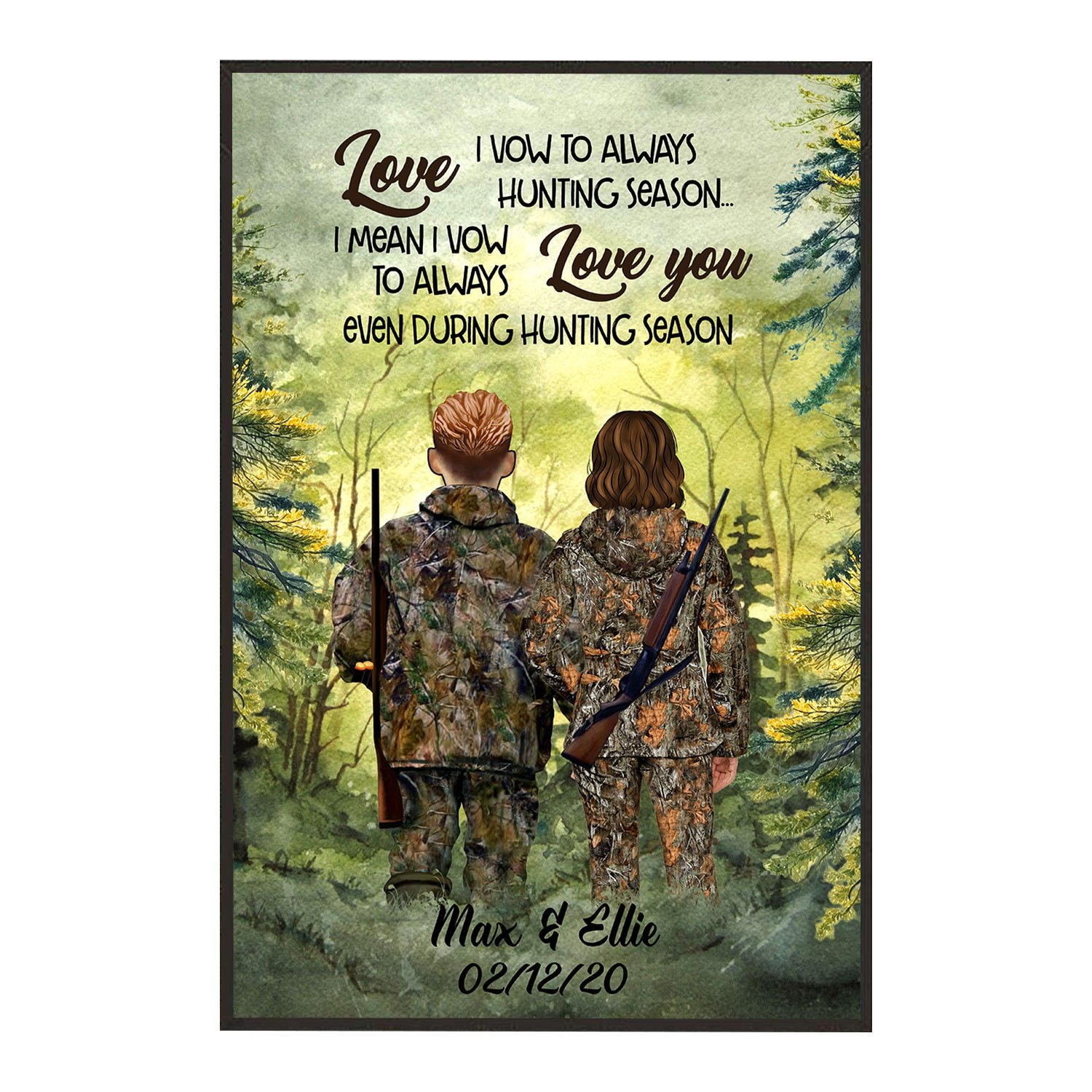 Personalized Wall Art Poster Board Print Valentine Day Gift Ideas For Him Her Men Women Boyfriend Girlfriend Husband Wife Couple – Custom Hunting i vow to always love HT241279 – PersonalizedWitch