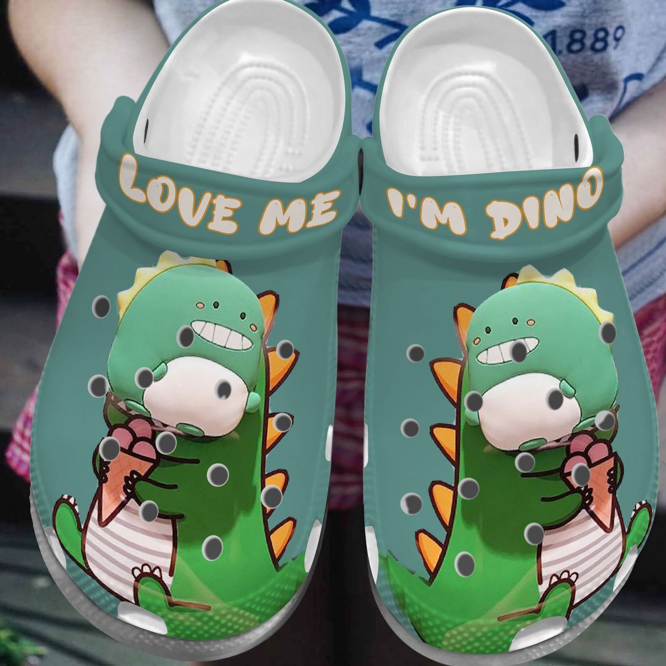 Dinosaur Personalized Clog, Custom Name, Text, Color, Number Fashion Style For Women, Men, Kid, Print 3D Love Me I’M Dino