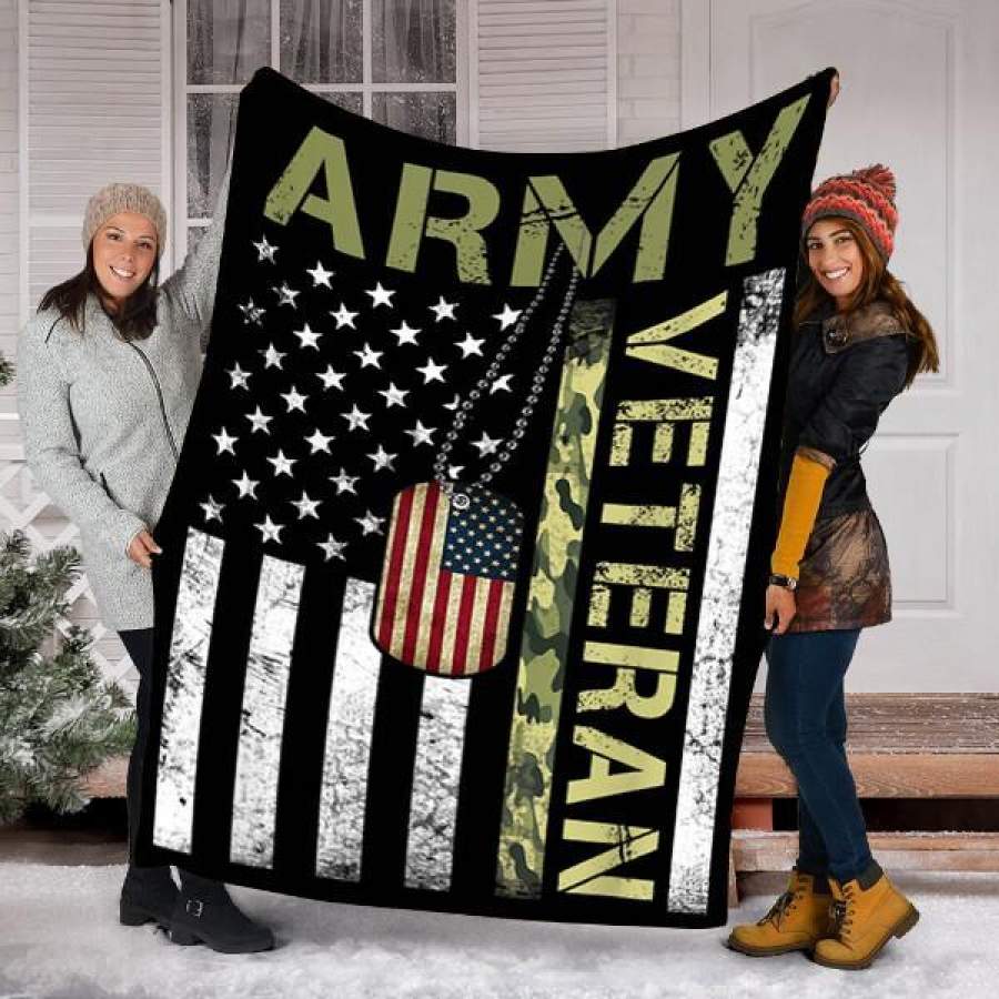 Custom Blanket Us Army Veteran Blanket – Perfect Gift For Dad – Fleece Blanket