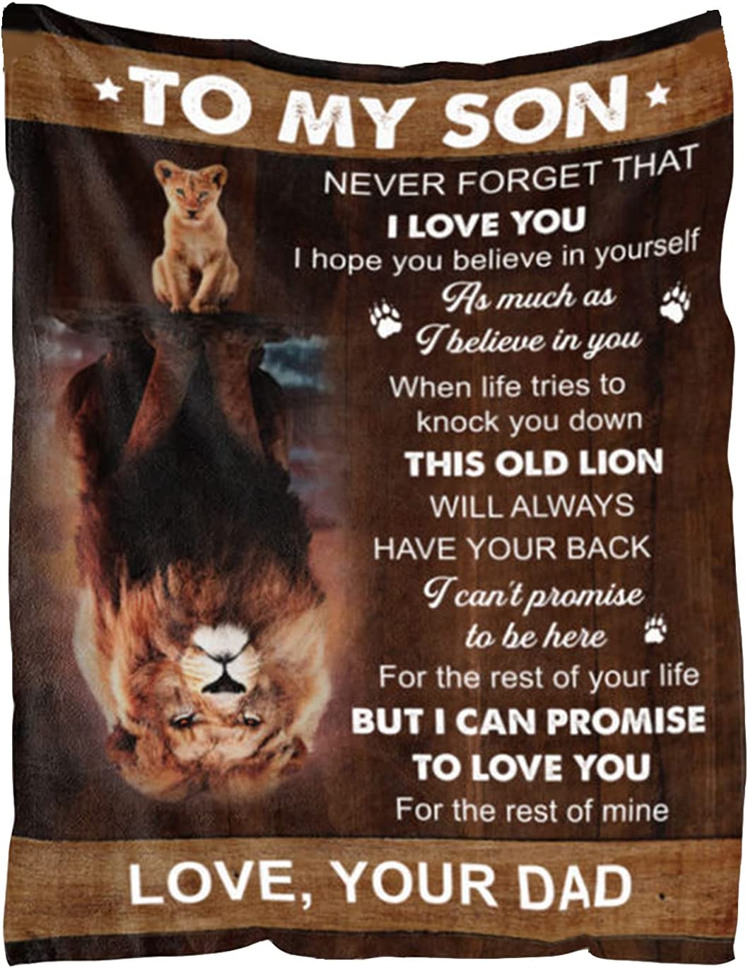 To My Son Throw Blanket Gift To My Son Love Dad Blanket Soft Fleece Blanket Lion Blanket Son Blanket Gift For Son Christmas Thanksgiving Valentine’S Anniversary