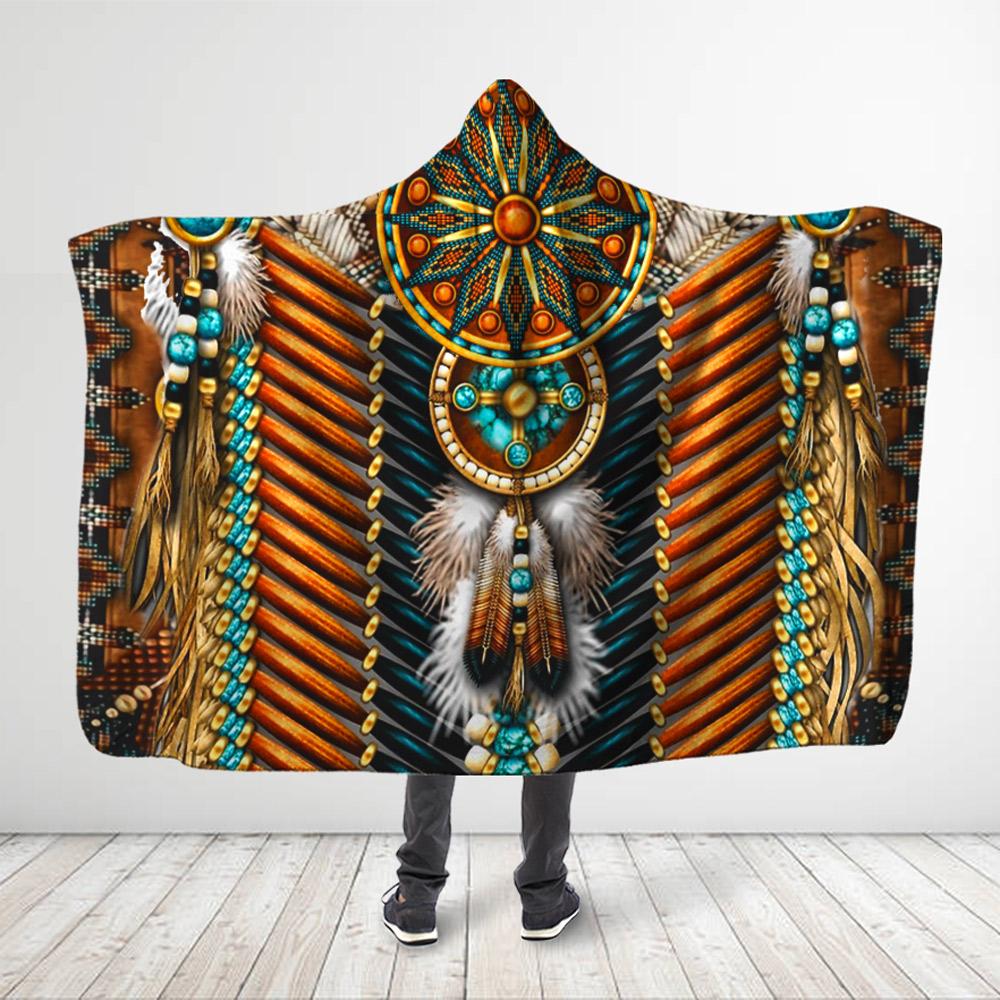 Native American Style 3D All Over Printed Sun Symbol Dreamcatcher Hooded Blanket