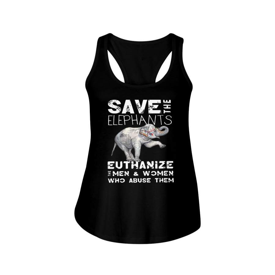 Save The Elephants- Euthanize Who Abuse Them Ladies Flowy Tank