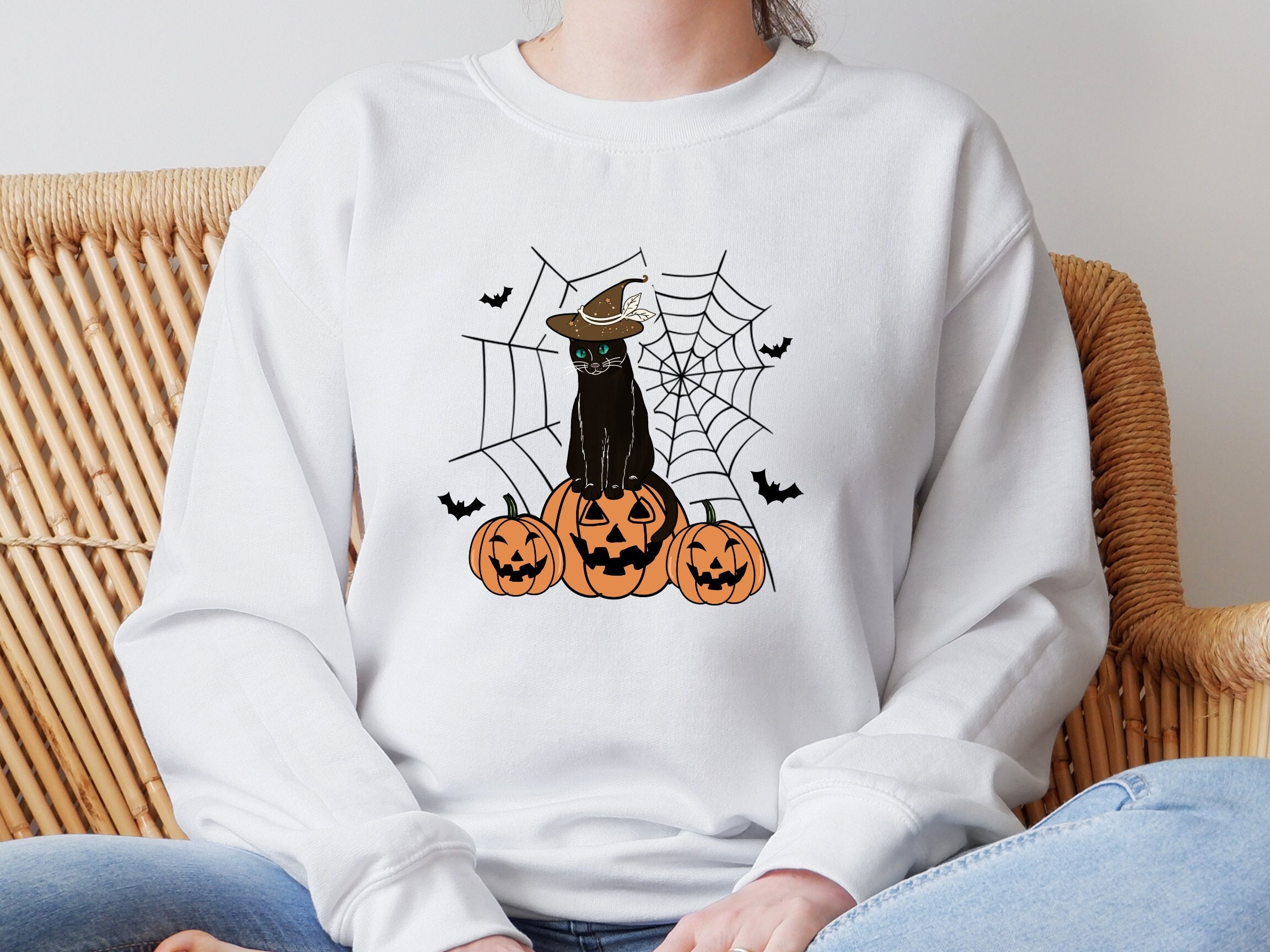 Black Cat on Pumpkin shirt, shirt for fall, Black Cat t-shirt, Halloween Black Cat Design, Fall Shirt, Halloween, Spooky Season, Fall Hoodie