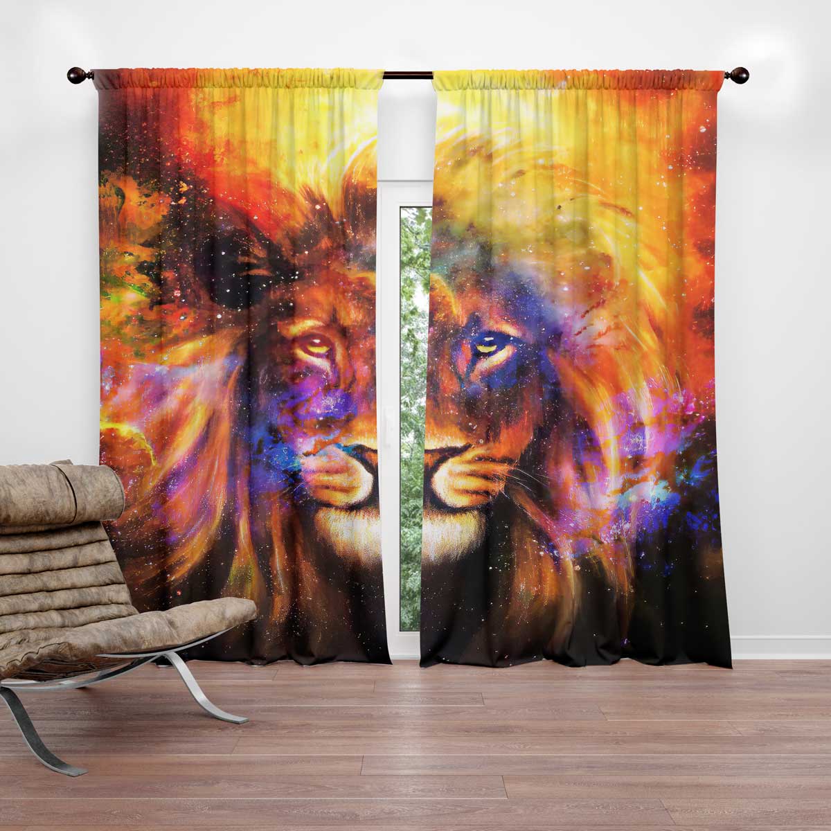 ViticStore™ Galaxy Lion art curtains for home decor 3d all over printed woven fabric black out window curtains for decoration all size