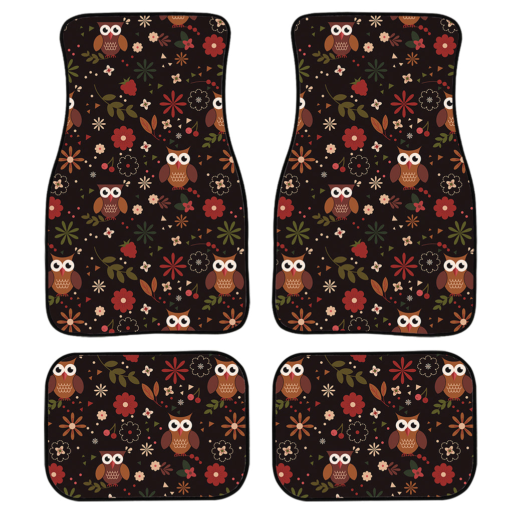 Cute Owl Print Front And Back Car Floor Mats, Front Car Mat