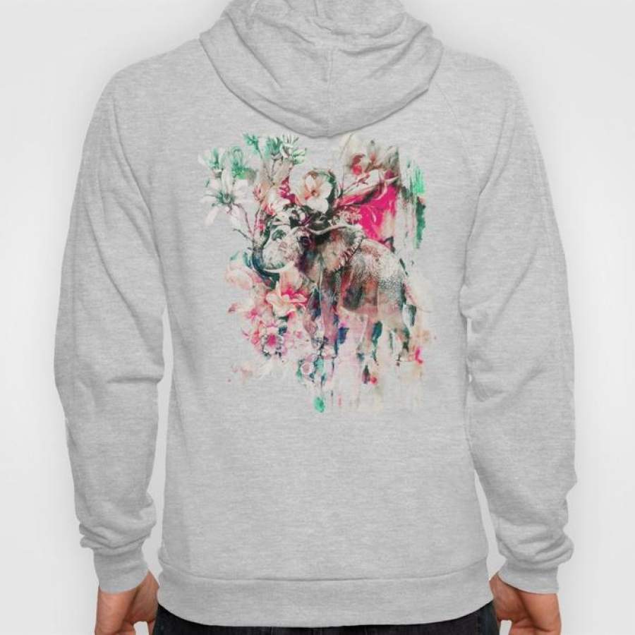 Watercolor Elephant And Flowers Sweat Shirt