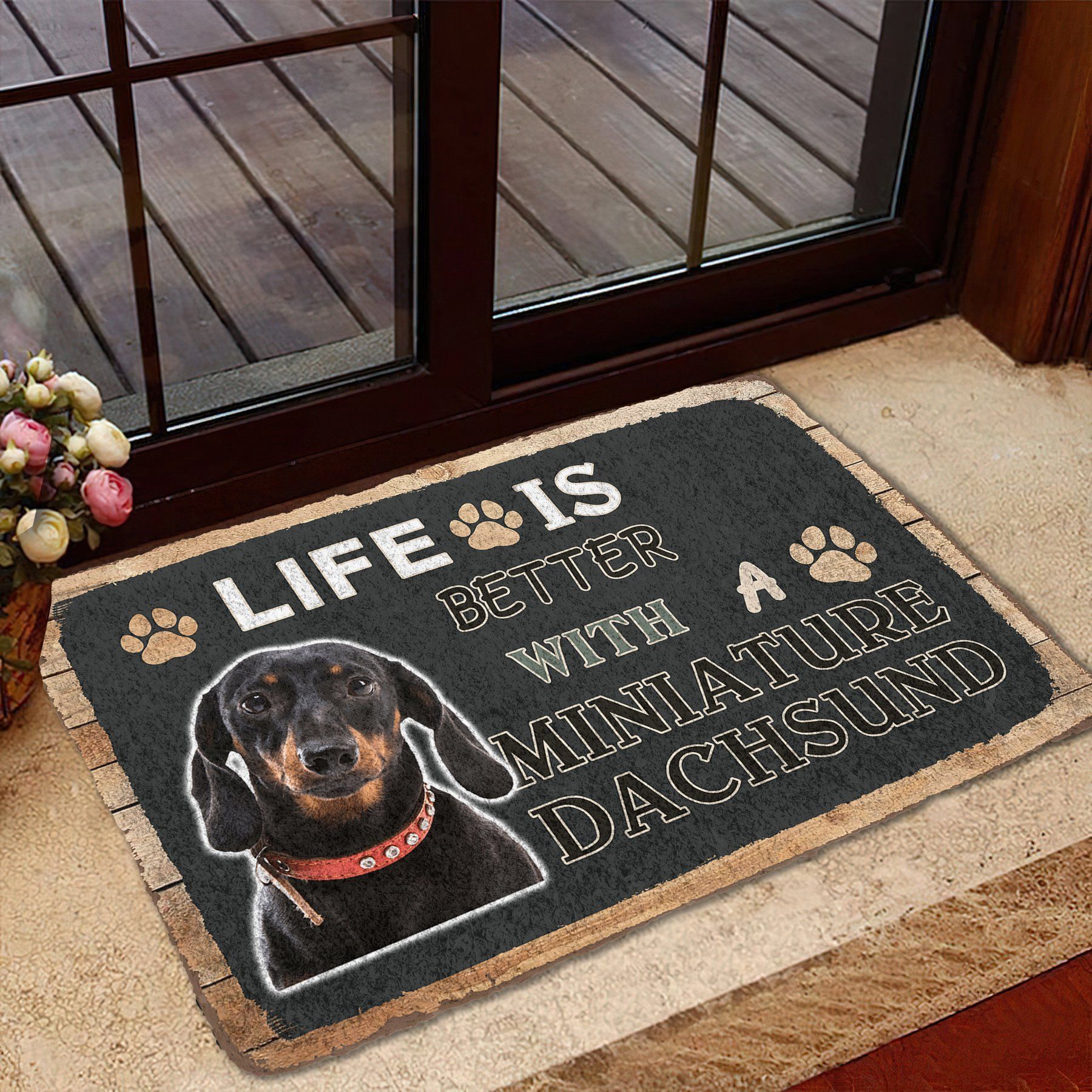 Gearhumans  Gearhuman 3D Life Is Better With A Dachsund Custom Doormat