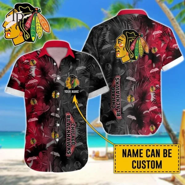 Chicago Blackhawks Tropical Noir Custom Hawaiian Shirt